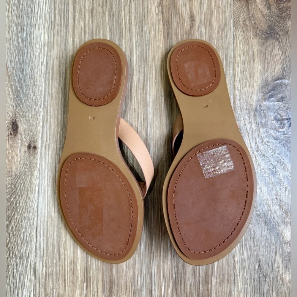 Tory Burch Manon Natural Vachetta Leather Thong Flip Flop Sandal Size 5 SN 53653